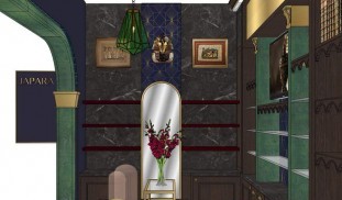 3 D perspective ตกแต่งร้านสไตล์อียิปต์ โบราณ ตกแต่งร้านสไตล์อียิปต์ โบราณ